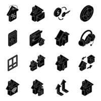 Set of Architecture Solid Icons vector