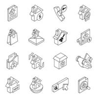 Set of Property Linear Icons vector