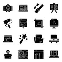 Set of Web Designing Solid Icons vector
