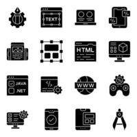 Set of Designing and Programming Solid Icons vector