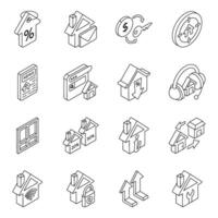 Set of Architecture Linear Icons vector