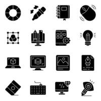 Set of Design and Coding Solid Icons vector