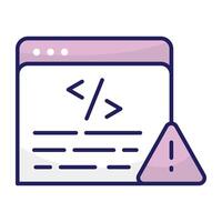 A flat design icon of web coding error vector