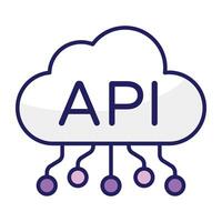 A colored design icon of cloud api vector