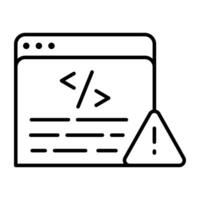 A flat design icon of web coding error vector