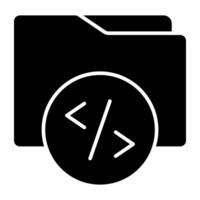 Conceptual flat design icon of coding folder vector