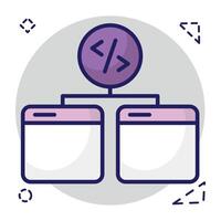 A flat design icon of web coding vector