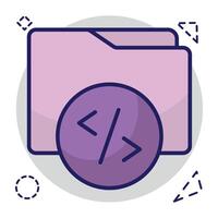 Conceptual flat design icon of coding folder vector