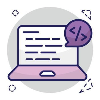 Conceptual flat design icon of system coding vector