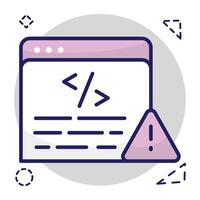 A flat design icon of web coding error vector