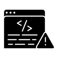 A flat design icon of web coding error vector