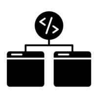 A flat design icon of web coding vector