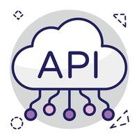 A colored design icon of cloud api vector