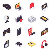 Set of Computer Equipment Isometric Icons vector