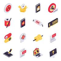 Set of Technological Accessories Isometric Icons vector