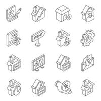 Set of Buildings Linear Icons vector