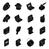 Set of Designing Solid Icons vector