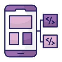 Conceptual flat design icon of mobile coding vector