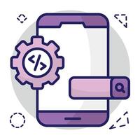 Conceptual flat design icon of mobile coding vector