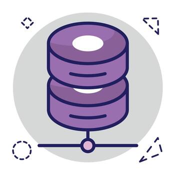 un plano icono diseño de red base de datos vector