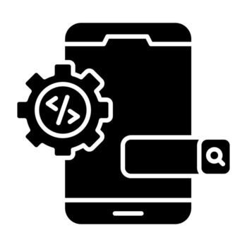 conceptual plano diseño icono de móvil codificación vector