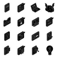 Set of Graphic Designing Solid Icons vector