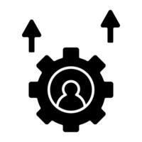 Avatar with gear showing concept of employee setting icon vector