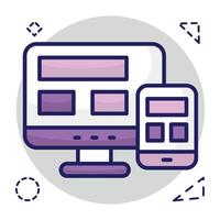 A flat design icon of responsive design vector