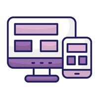 A flat design icon of responsive design vector