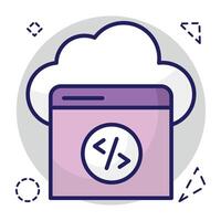 Conceptual flat design icon of cloud coding vector