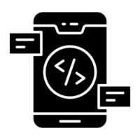 Conceptual flat design icon of mobile coding vector