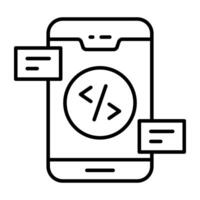 Conceptual flat design icon of mobile coding vector