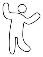 Happy person man with hands up. drawn icon, positive or power, good workplace, leader, thin line symbol isolated on white background vector