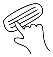 doodle clay or plasticine and hand of kid. Line art illustration element icon creative time with children. for coloring book, web design. Isolated on white background vector