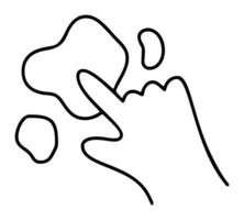doodle clay or plasticine and hand of kid. Line art illustration element icon creative time with children. for coloring book, web design. Isolated on white background vector