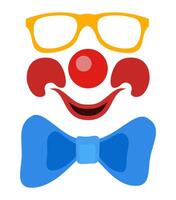 cheerful clown actor and circus character flat style illustration isolated on background vector