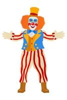 cheerful clown actor and circus character flat style illustration isolated on background vector