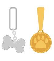 flat style dog collar medallion not to get lost badgepuppyillustration isolated on white background vector