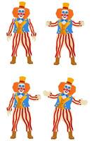 cheerful clown actor and circus character flat style illustration isolated on background vector