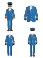 pilot uniform suit work clothes flat style illustration isolated on white background vector