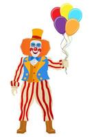 cheerful clown actor and circus character flat style illustration isolated on background vector