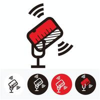 condenser microphone set with signal sign for broadcast or podcast vector