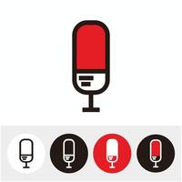 microphone set with two stripes for broadcast or podcast icon vector