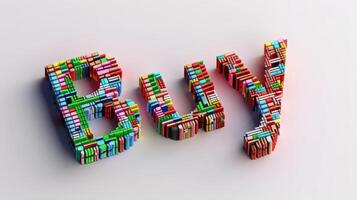 The word Buy created in Isometric Design. photo