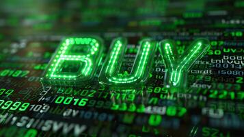 Green LED Buy concept creative art poster. photo