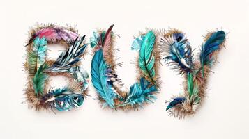 The word Buy created in Feather Letters. photo
