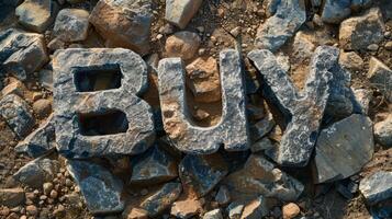 Gneiss Stone Buy concept creative art poster. photo