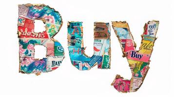 The word Buy created in Decoupage. photo