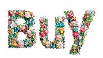 The word Buy created in Floral Lettering. photo