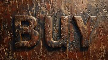 Glossy Leather Buy concept creative art poster. photo